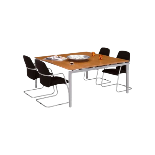 NOW Vergader-/Bureautafel – 160×160 cm met HI Melamine Blad en Verstelbare Poten (62–86 cm)
