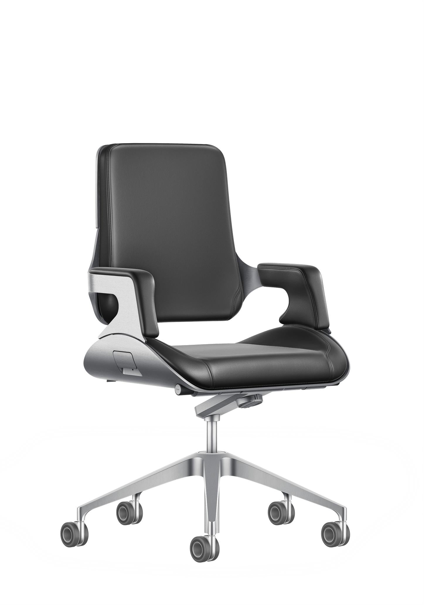 Interstuhl Silver 262S – Middelhoge Draaifauteuil met Medley Stoffering en Gepolijst Aluminium