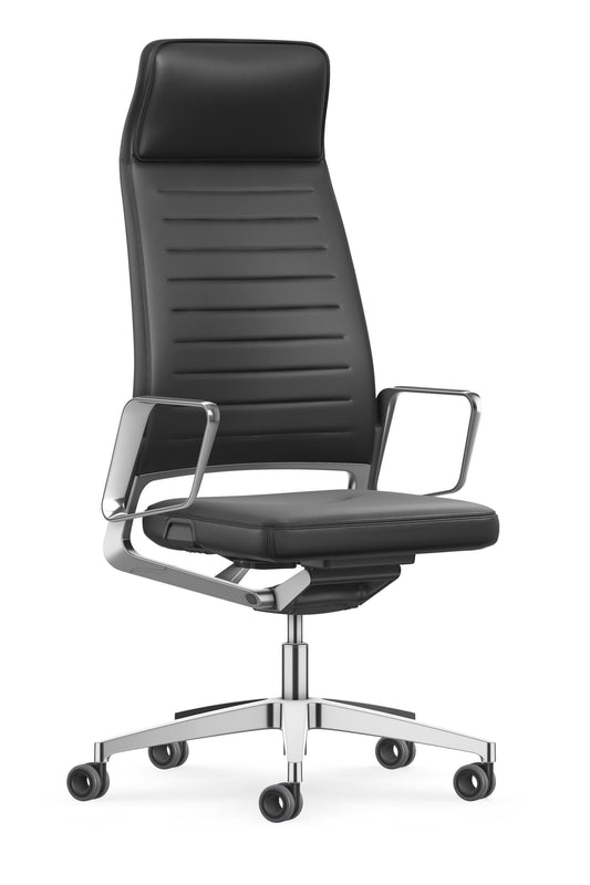 Interstuhl Vintage 32V2 – Bureaustoel met Leder Ascot en Gepolijste Delen