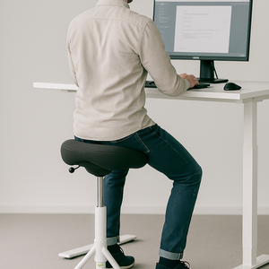 BackApp 2.0 Balansstoel – Zilvergrijs Onderstel met Nordic Wool Zitting en Rode Bal