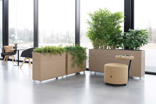 Götessons Plant Divider – Akoestische Roomdivider op Wielen met Textielafwerking